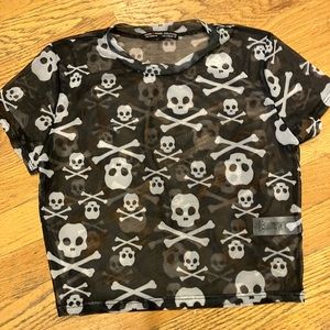 Brand New Dolls Kill Skull Crusher Mesh Tee short sleeve crop top